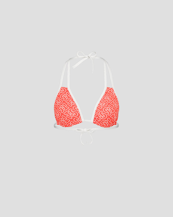 Jott Haut De Maillot De Bain Triangle Mono Rouge Feu Maddie Monogram Top