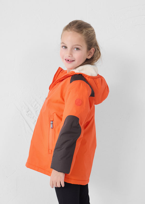 Jott Imperméable Enfant à Capuche Sherpa Rouge Feu Lag Sherpa