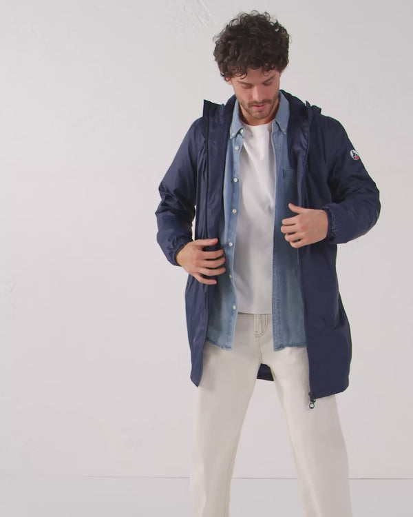 jott Imperméable long à capuche paquetable Marine Oban