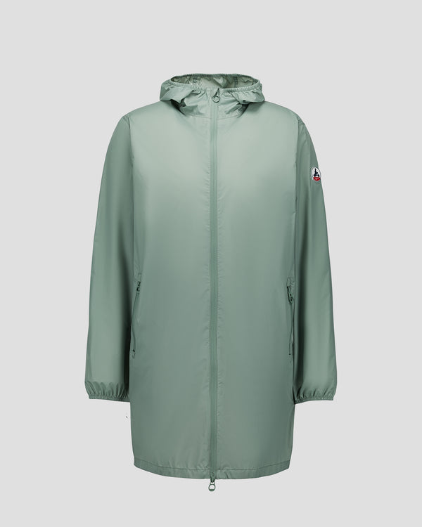 Jott Imperméable Long à Capuche Paquetable Vert Minéral Oban