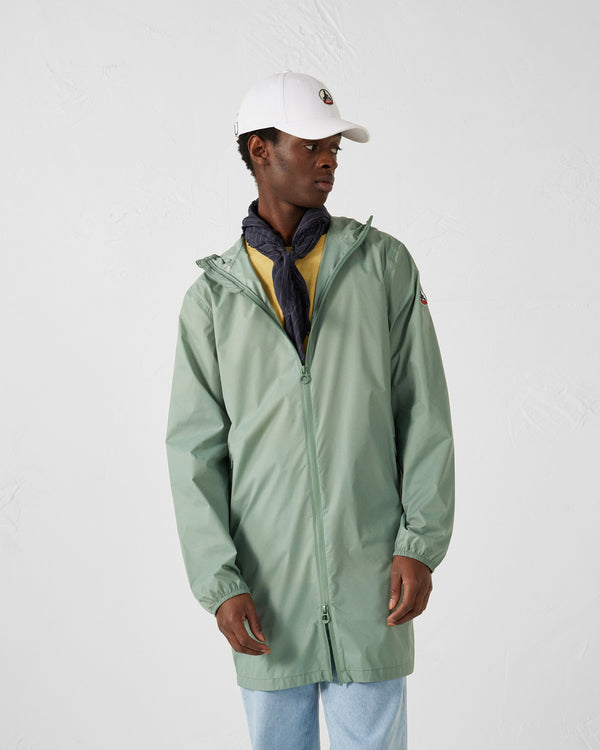 Jott Imperméable Long à Capuche Paquetable Vert Minéral Oban