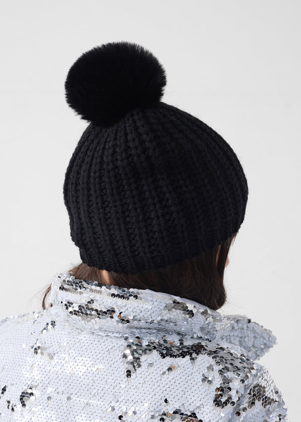 Jott Bonnet à Pompons Noir Langley