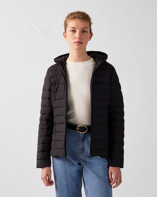 jott Doudoune à capuche stretch légère Noir Salma