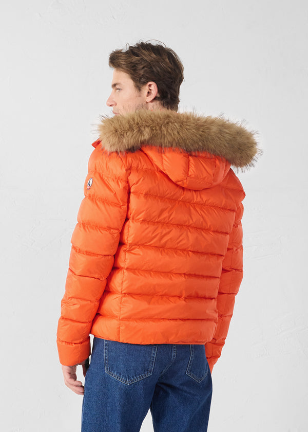 Jott Doudoune Courte à Capuche Rouge Feu Prestige
