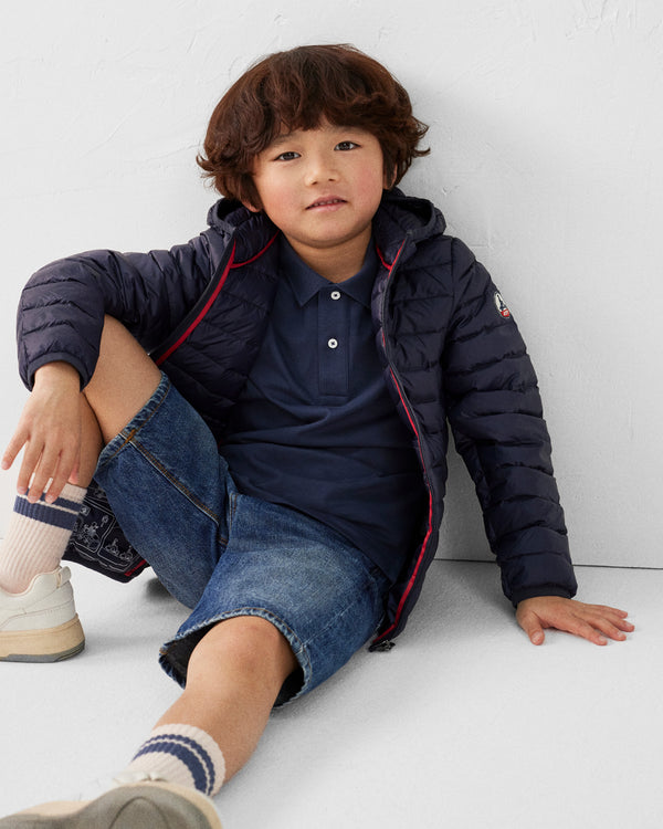 jott Doudoune légère à capuche enfant Marine Hugo