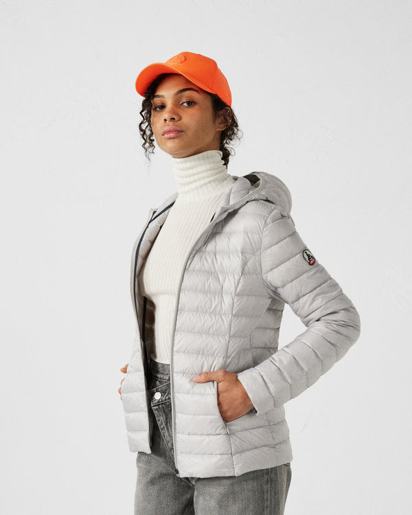 Jott Doudoune Légère à Capuche Gris Glace Cloe