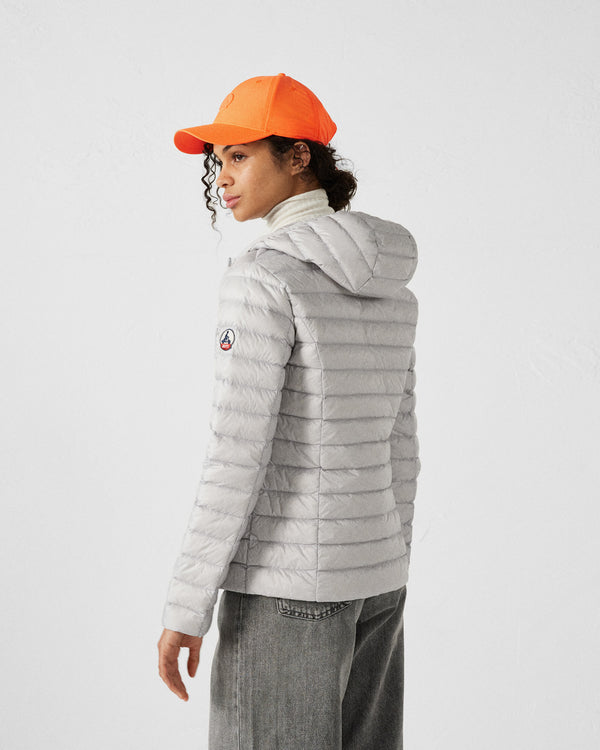 Jott Doudoune Légère à Capuche Gris Glace Cloe