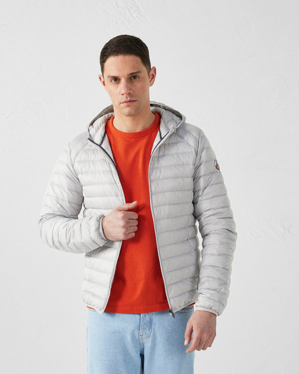 Jott Doudoune Légère à Capuche Gris Glace Nico