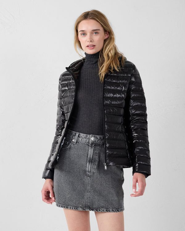 Jott Doudoune Légère à Capuche Noir Cloe Shiny