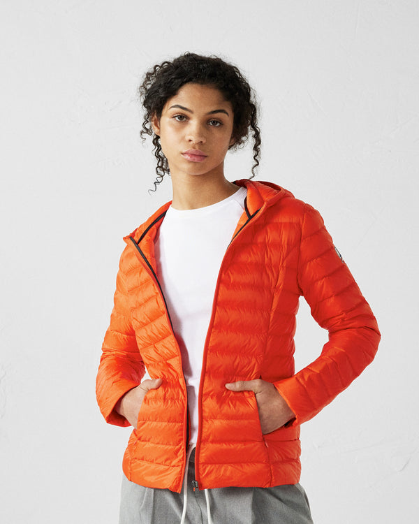 Jott Doudoune Légère à Capuche Rouge Feu Cloe
