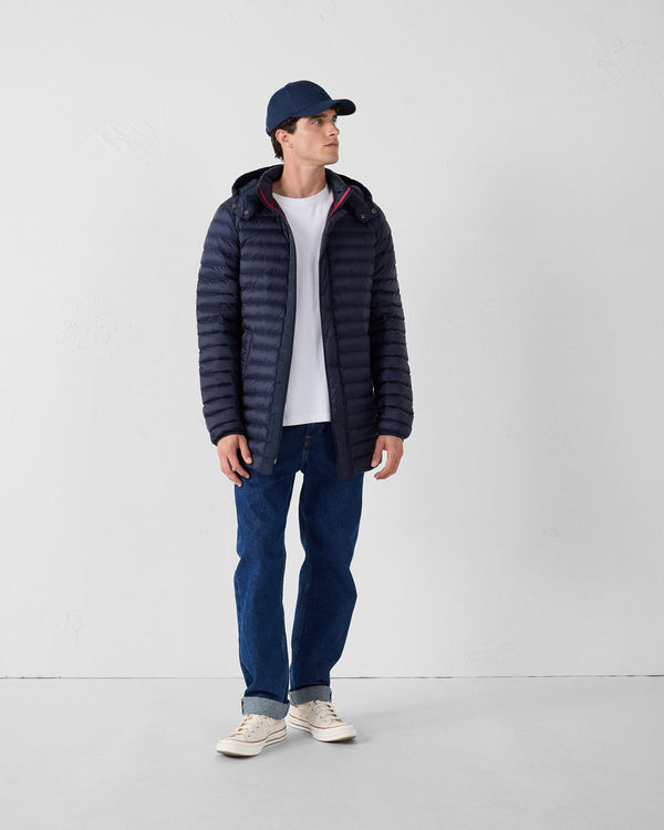 Jott Doudoune Mi-longue à Capuche Marine Xavier