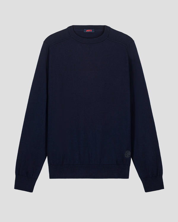 Jott Pull En Maille Col Rond Marine Hadrien