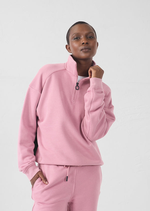 jott Sweatshirt demi-zippé Rose antique Line