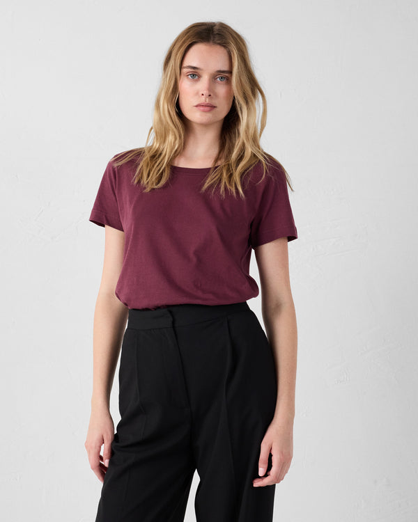 Jott T-Shirt à Col Rond Cerise Noire Lucia