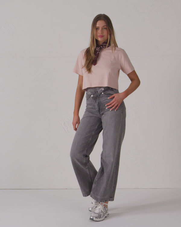 Jott T-shirt Col Rond En Coton Pêche Clair Mazu