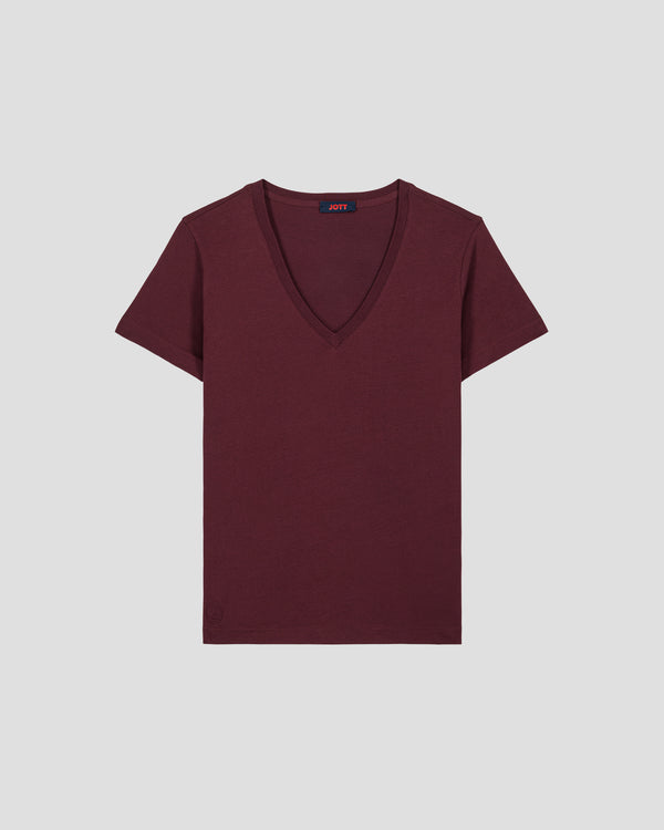 Jott T-Shirt Col V Cerise Noire Sofy