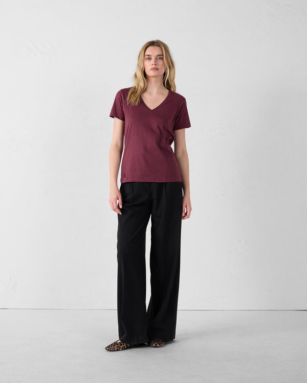 jott T-Shirt col V Cerise noire Sofy