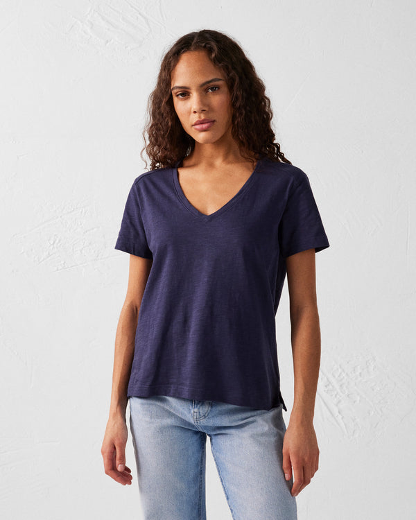 jott T-shirt col V femme en coton Marine Sonia