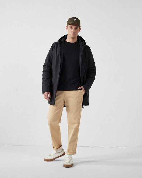 Jott Veste Longue Ultralégère à Capuche Noir Boris