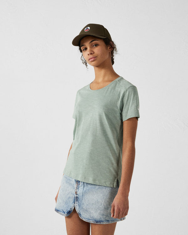 jott T-shirt col rond femme en coton Vert minéral Angela
