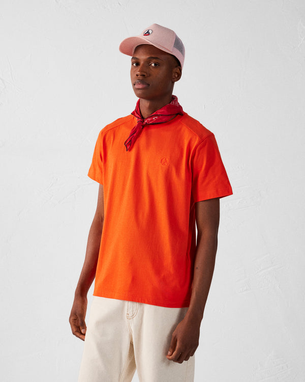 jott T-shirt col rond homme en coton Rouge feu Pedro