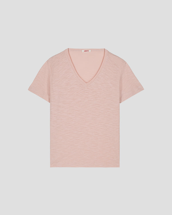 Jott T-shirt Col V Femme En Coton Pêche Clair Sonia