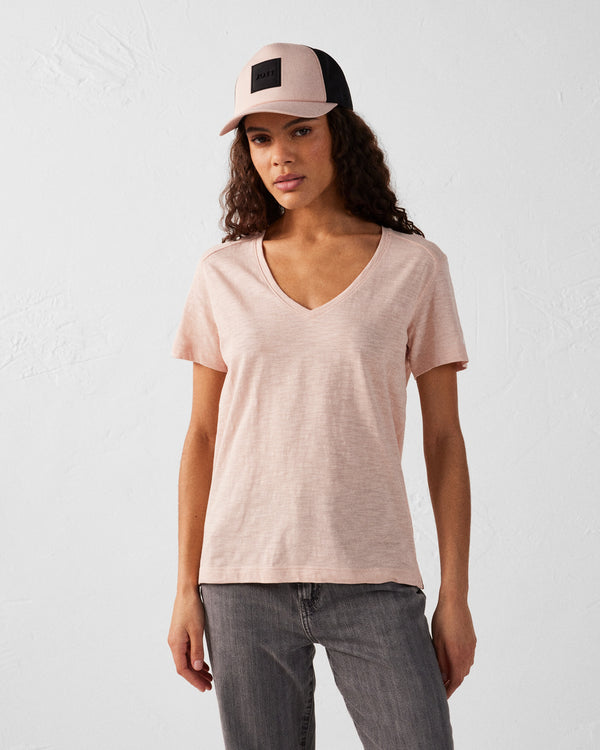 jott T-shirt col V femme en coton Pêche clair Sonia