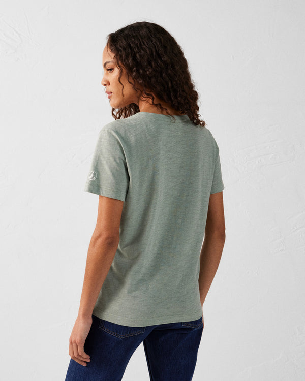 Jott T-shirt Col V Femme En Coton Vert Minéral Sonia