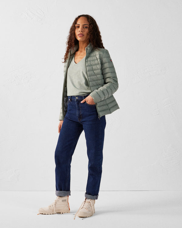 jott T-shirt col V femme en coton Vert minéral Sonia