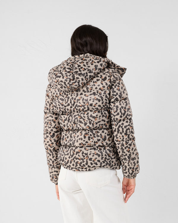 Jott Veste Grand Froid Esprit Puffer Leopard Beige Prague Print