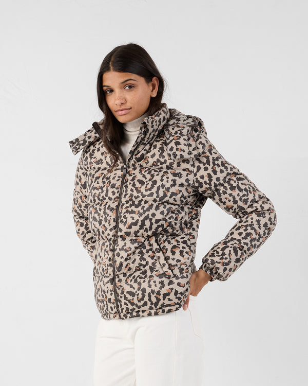 jott Veste Grand Froid esprit puffer Leopard beige Prague print