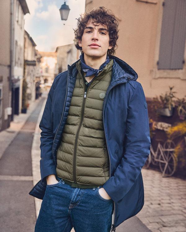 Jott Veste Longue Ultralégère à Capuche Marine Boris