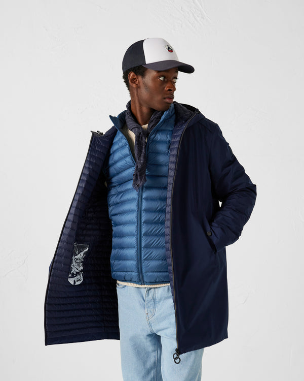 Jott Veste Longue Ultralégère à Capuche Marine Boris