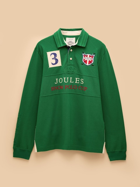 joules Alpine Green Long Sleeved Classic Fit Cotton Polo Shirt