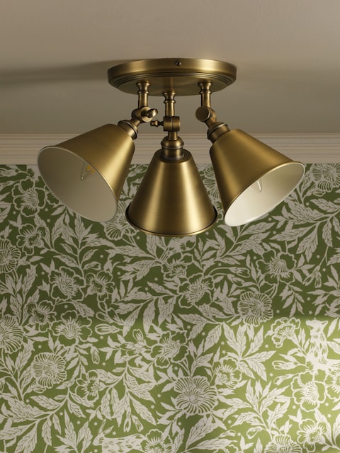 Joules Antique Brass Wollaton 3 Light Flush Ceiling Light