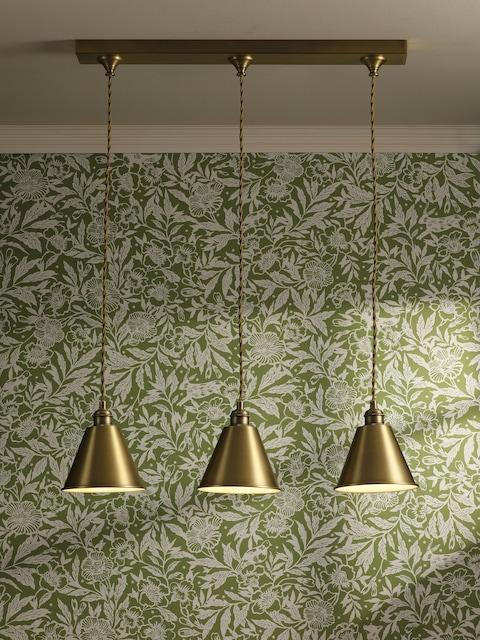 Joules Antique Brass Wollaton 3 Light Linear Pendant Bar Ceiling Light