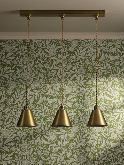 Joules Antique Brass Wollaton 3 Light Linear Pendant Bar Ceiling Light