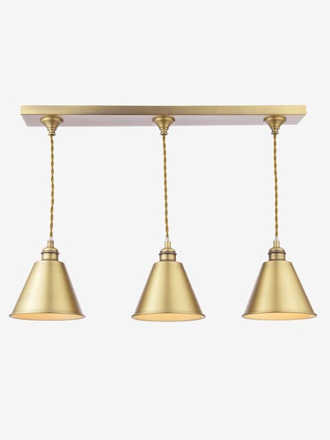 joules Antique Brass Wollaton 3 Light Linear Pendant Bar Ceiling Light