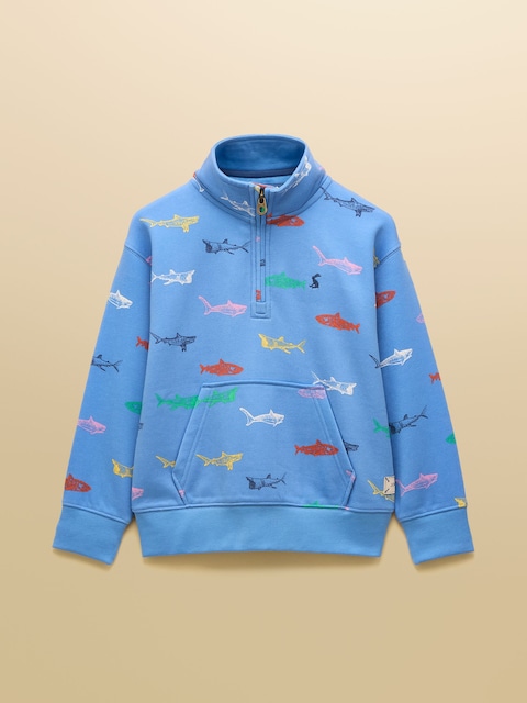 Joules Boys' Alfie Light Blue Quarter Zip Sweatshirt