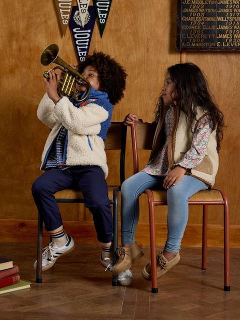 Joules Boys' Billy Cream And Blue Zip Through Fleece