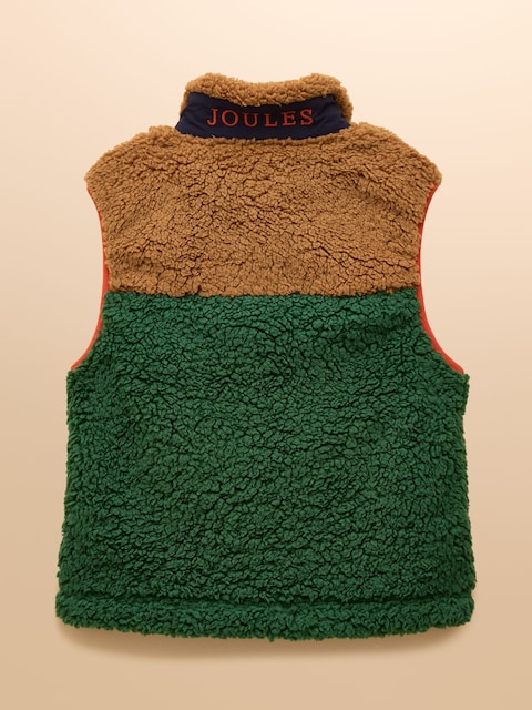 Joules Boys' Billy Green And Tan Colourblock Fleece Gilet
