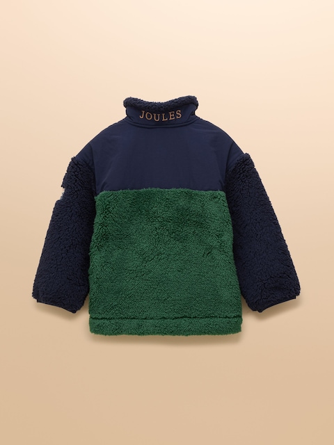 Joules Boys' Billy Green And Tan Colourblock Quarter Zip Fleece