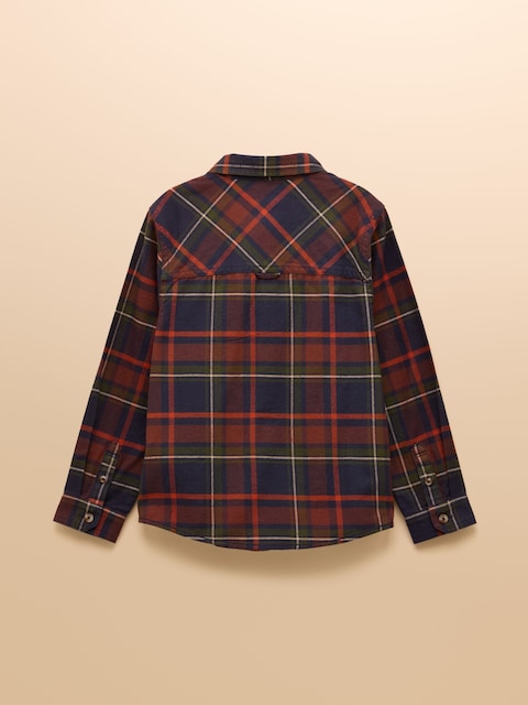 Joules Boys' Brushed Navy Check Flannel Checked Shirt