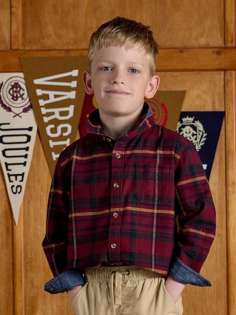 Joules Boys' Brushed Port Check Flannel Checked Shirt