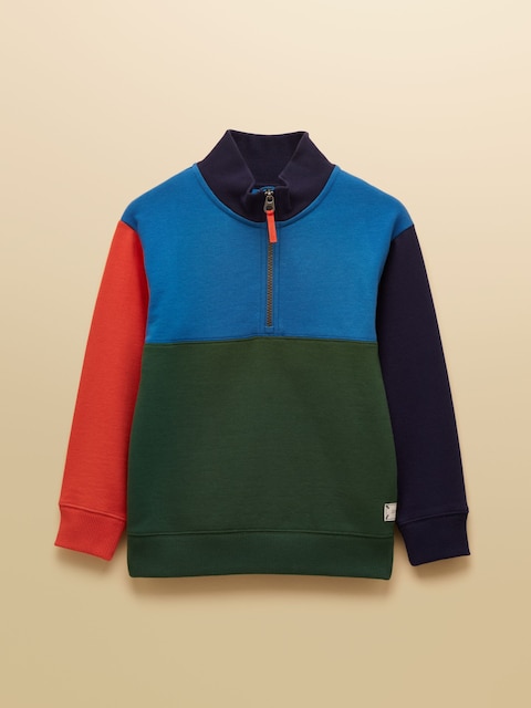 Joules Boys' Elliot Multi Colourblock Quarter Zip Sweatshirt
