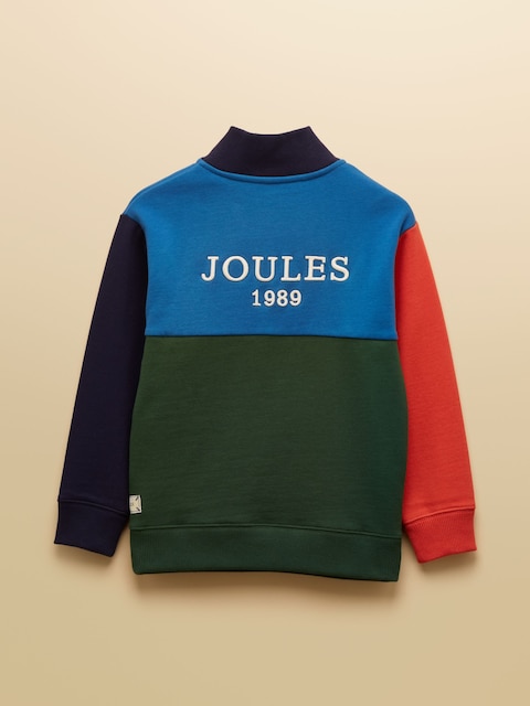 Joules Boys' Elliot Multi Colourblock Quarter Zip Sweatshirt