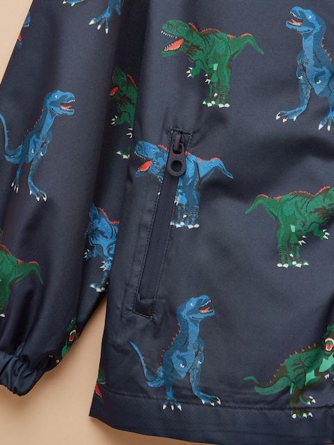 joules Boys' Rainwell Navy Dino Waterproof Raincoat With Hood