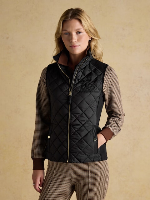Joules Braemar Luxe Black Showerproof Diamond Quilted Gilet