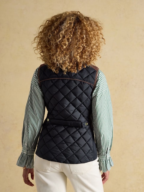 Joules Braemar Luxe Navy Blue Showerproof Diamond Quilted Gilet