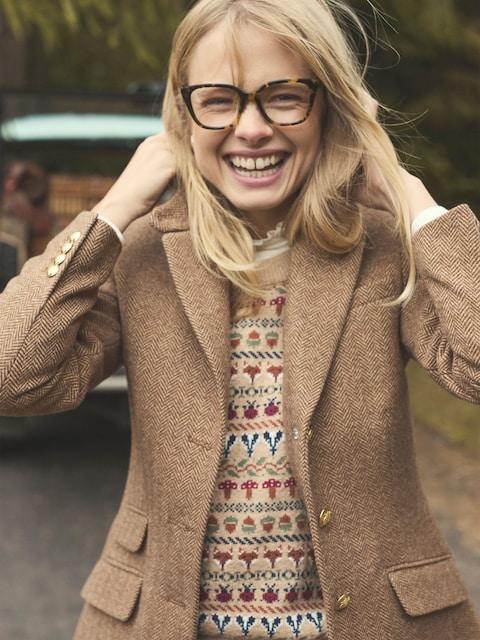joules Canterly Brown Herringbone Tweed Hacking Jacket